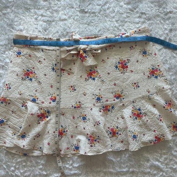 Floral Ruffle Mini Skirt With Tie Waist Cider Plus Size 4XL Coquette - Picture 2 of 7
